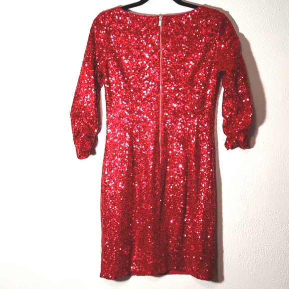 Vince Camuto Brilliant Red Sequined Dress Size 4 - Picture 2 of 10